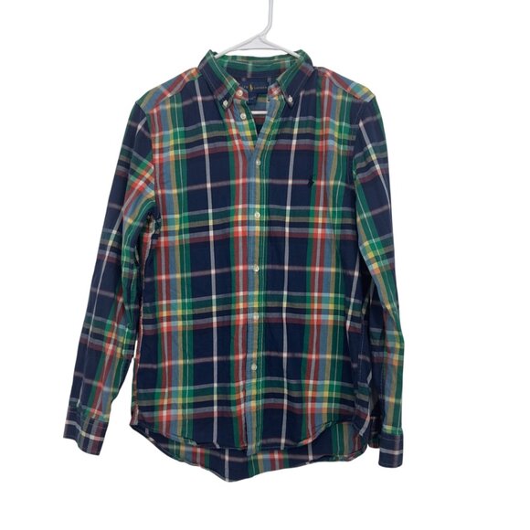 Ralph Lauren Plaid Button-Down Shirt Young XL Multicolor Long Sleeve 100% Cotton - Picture 2 of 12